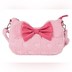 Disney Loungefly Minnie Mouse Hearts Strawberry Scented Sherpa Crossbody Bag